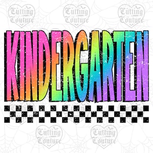 Neon Kindergarten Png, Back To School Png, First Day Of School Png, Kindergarten Shirt Png Design, Retro Png, Checkered Png, Grunge Png #7