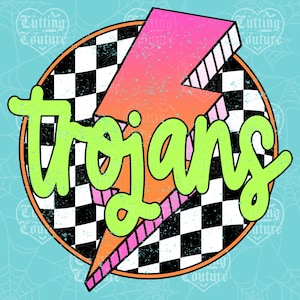 Trojans Png, Checkered Png, Retro Trojans Sublimation, Game Day Png, Trojans Shirt, Trojans Mascot Png, Neon Trojans Png, DTF, DTG #425