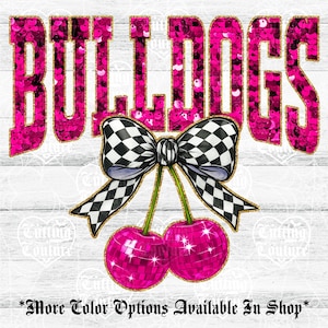 Bulldogs Png, Cherry Sequin Png, Coquette Bulldogs Sublimation, Bulldogs Shirt Png, Preppy Bulldogs Mascot Png, Pink Bulldogs Png #314