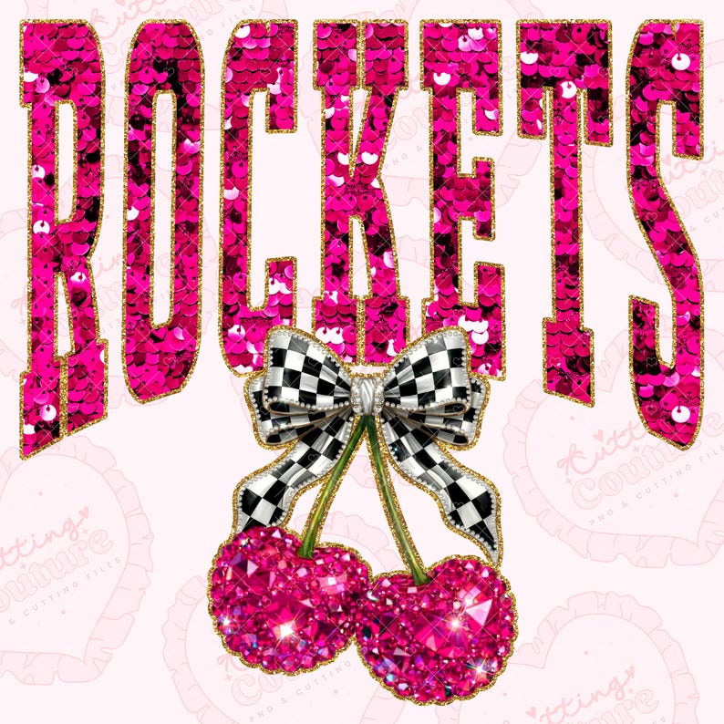 Pink Rocket Sign Sequin Cherry Rockets Png, Pink Rockets Mascot Png, Checker Png ...