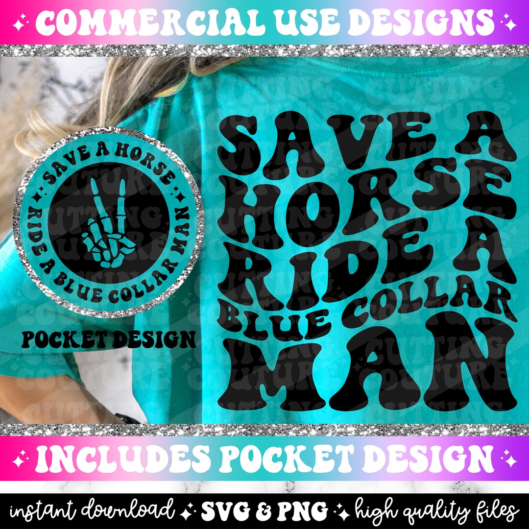 Save a Horse Ride a Blue Collar Man Neon Orange Hoodie main image 1