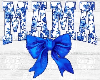 Mamá PNG, Mamá de Toile Azul PNG, Mamá Floral PNG, Chinoiserie PNG, DTG, DTF, Diseño de Sublimación de Mamá, Camiseta de Mamá PNG, Mamá Coqueta PNG #18