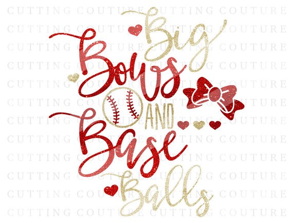Download Baseball Svg Big Bows And Baseballs Svg Baseball Sister Svg Etsy