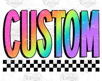 Custom Neon Retro Checkered PNG, Custom Checkered Png, Personalized Png, Custom Shirt Design, Custom Retro Png, Same Day Delivery