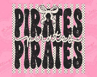 Polka Dot Preppy Stripes Pirates Png, Sublimation Design, Game Day Png, Pirates Mascot Png, Printable Design, Digital Download, DTF, DTG