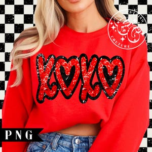 Pailletten XOXO Png, prickelnde Valentinstag Png, Retro Valentinstag Png, Glitzer Valentinstag Shirt Design, Valentinstag Sublimation Design # 55