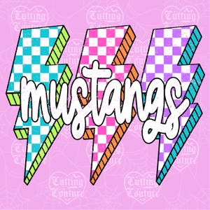Mustangen png, geruite png, retro mustangs sublimatie, wedstrijddag png, mustang shirt, mustang-mascotte png, neon mustangs png, DTF, DTG #340