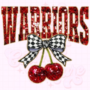 Warriors Png, Cherry Sequin Png, Coquette Warriors Sublimation, Warriors Shirt Png, Preppy Warriors Mascot Png, Maroon Warriors Png #320