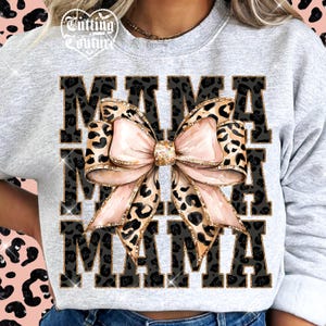 Mama Png, Glitter Leopard Mama Png, Coquette Mama Png, Trendy Mama Png, Leopard Bow Png, Mama Sublimation Design, Mama Shirt Png #16