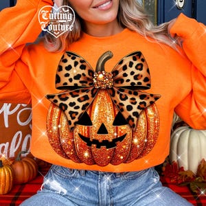 Leopardo Coquette Lazo Calabaza PNG, Otoño PNG, Halloween PNG, Acción de Gracias PNG, Diseño Imprimible, Descarga Digital, DTF, DTG