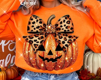 Leopardo Coquette Lazo Calabaza PNG, Otoño PNG, Halloween PNG, Acción de Gracias PNG, Diseño Imprimible, Descarga Digital, DTF, DTG
