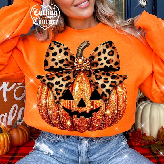 Leopard Coquette Bow Pumpkin Png, Fall Png, Halloween Png, Thanksgiving Png, Printable Design, Digital Download, DTF, DTG