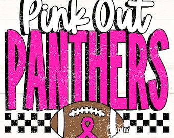 Pink Out Panthers Png, Football Pink Out Png, Breast Cancer Awareness Png, Panthers Mascot Png, Printable Design, Digital Download, DTF, DTG