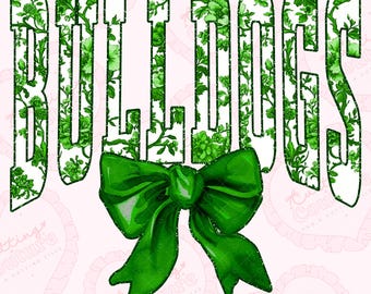 Green Toile Bulldogs Png, Bulldogs Mascot Png, Game Day Png, Bulldogs Sublimation Design, Printable Design, Digital Download, DTF, DTG