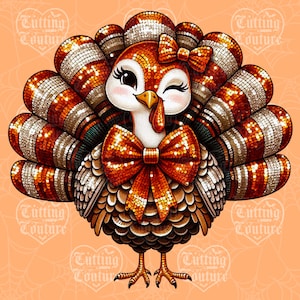 Pailletten Truthahn Png, Kokett Thanksgiving Png, Truthahn Png, Kokett Schleife Png, Thanksgiving Truthahn, Thanksgiving-Shirt Design, Herbst Png # 4