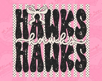 Polka Dot Preppy Stripes Hawks Png, Sublimation Design, Game Day Png, Hawks Mascot Png, Printable Design, Digital Download, DTF, DTG