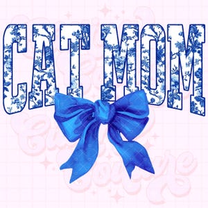 Maman chat Png, toile bleue chat maman Png, Png floral, chinoiseries Png, DTG, DTF, sublimation maman chat, chemise maman chat Png, maman chat coquette Png #15