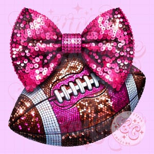 Sequin Football Png, Sparkly Football Png, Football Sublimation, Coquette Football Png, Bow Png, Game Day Png, Football Season Png #36