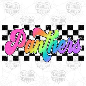 Neon Checkered Panthers Png, Retro Panthers Sublimation Design, Game Day Png, Panthers Shirt, Panthers Mascot Png, Panther Pride Png #491