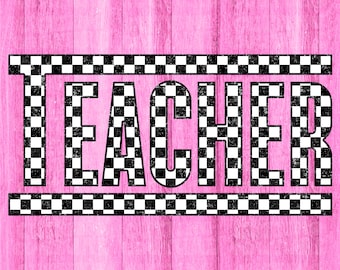 Retro Checkered Teacher Png, Teacher Svg, Distressed Teacher Png, Retro Teacher Png, Retro Teacher Svg, Checkered Teacher Shirt Design #201
