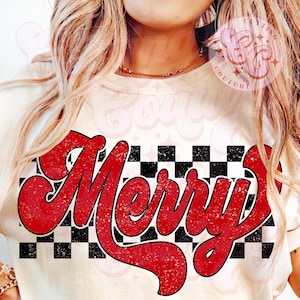 Joyeux Noël à carreaux rétro, Noël png, Conception de chemise de Noël, Noël rétro png, joyeux Noël png, sublimation de Noël design #74