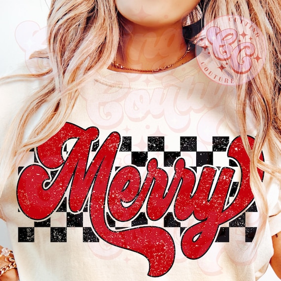 Retro Checkered Merry Png, Christmas Png, Christmas Shirt Design, Retro Christmas Png, Merry Christmas Png, Christmas Sublimation Design #74