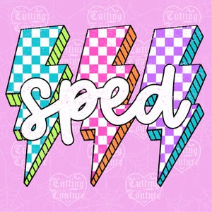 Lightning Bolt SPED Png, rentrée des classes Png, Néon Sped Shirt Png, Png rétro, Png damier, Png pour l'éducation spéciale, DTF, DTG #17