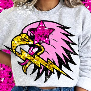 Mascota de águila preppy (Png), águilas retro (Png), rayo (Png), día de juego (Png), camiseta de las águilas (Png), mascota de las águilas rosas (Png), águila con lentejuelas (Png) #567