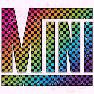 Rainbow Checkered Mini Png, Retro Mini Png, Rainbow Mini Png, Retro Mini Png, Retro Checkered Mini Shirt Png, Mini DTF, Mini DTG #24