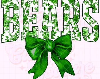 Bears Png, Green Toile Png, Bears Sublimation, Game Day Png, Bears Shirt Png, DTF, DTG, Bears Mascot Png, Green Bears Png #32