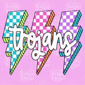 Trojaanse paarden png, geruite png, retro-trojans sublimatie, gamedag png, shirt trojans, trojans-mascotte png, neon-trojans png, DTF, DTG #341