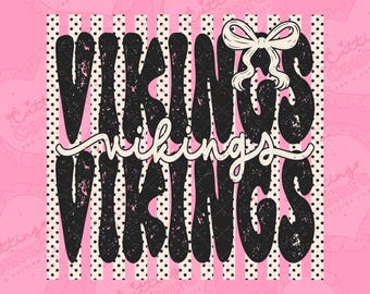Polka Dot Preppy Stripes Vikings Png, Sublimation Design, Game Day Png, Vikings Mascot Png, Printable Design, Digital Download, DTF, DTG