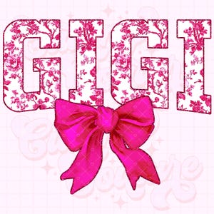 Gigi Png, Pink Toile Gigi Png, Floral Gigi Png, Chinoiserie Png, DTG, DTF, Gigi Sublimation Design, Gigi Shirt Png, Coquette Gigi Png #8