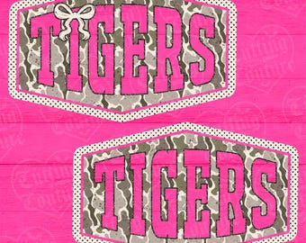 Coquette Camo Tigers Png, Tigers Sublimation Design, Tigers Mascot Png, Tigers DTG, Tigers DTF, Printable Design, Digital Download