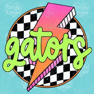 Gators Png, Checkered Png, Retro Gators Sublimation, Game Day Png, Gators Shirt, Gators Mascot Png, Neon Gators Png, DTF, DTG #468