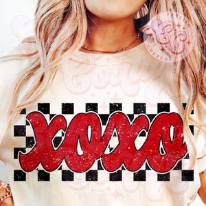 Retro karierter XOXO Png, Retro Valentinstag Png, Retro Valentinstag Png, Valentinstag Shirt Design, Valentinstag Sublimationsentwurf, Liebhaber Png #9