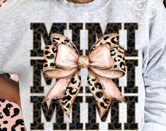 Mimi Png, Glitter Leopard Mimi Png, Coquette Mimi Png, Trendy Mimi Png, Leopard Bow Png, Mimi Sublimation Design, Mimi Shirt Png #60