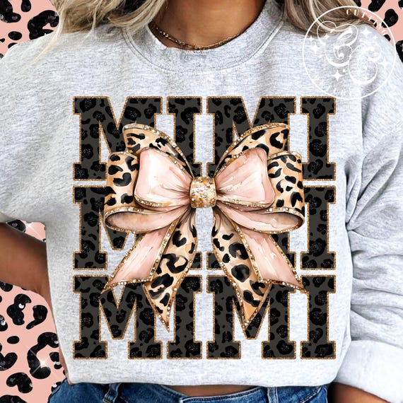 Mimi Png, Glitter Leopard Mimi Png, Coquette Mimi Png, Trendy Mimi Png, Leopard Bow Png, Mimi Sublimation Design, Mimi Shirt Png #60