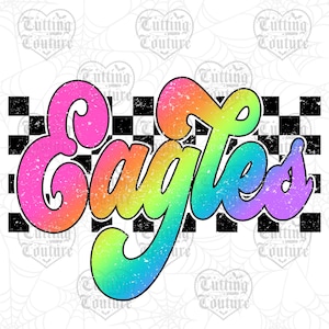 Neon Checkered Eagles Png, Retro Eagles Sublimation Design, Game Day Png, Eagles Shirt, Eagles Mascot Png, Eagle Pride Png, DTF, DTG #404