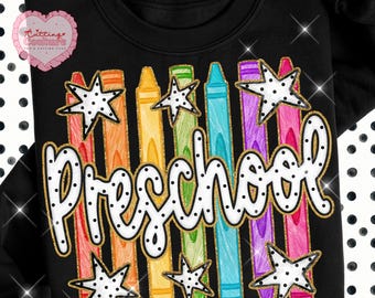 Preppy Polka Dot Crayons Preschool Png, Sublimation Design, First Day Of School Png, Back To School Png, Printable Design, Digital Download