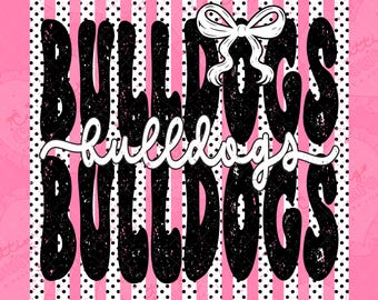 Polka Dot Preppy Stripes Bulldogs Png, Sublimation Design, Game Day Png, Bulldogs Mascot Png, Printable Design, Digital Download, DTF, DTG