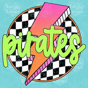 Pirates Png, Checkered Png, Retro Pirates Sublimation, Game Day Png, Pirates Shirt, Pirates Mascot Png, Neon Pirates Png, DTF, DTG #427