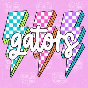 Gators Png, Checkered Png, Retro Gators Sublimation, Game Day Png, Gators Shirt, Gators Mascot Png, Neon Gators Png, DTF, DTG #482