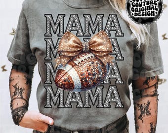 Coquette Football Mama Png, Football Sublimation, Coquette Bow Png, Football Game Day Png, Football Season Png, Football Mama Shirt Png #31