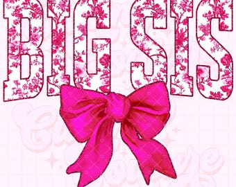 Big Sister Png, Pink Toile Png, Floral Png, Chinoiserie Png, DTG, DTF, Big Sister Sublimation Design, Big Sister Shirt Png, Big Sis Png #22