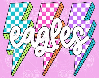 Eagles Png, Checkered Png, Retro Eagles Sublimation, Game Day Png, Eagles Shirt, Eagles Mascot Png, Neon Eagles Png, DTF, DTG #330