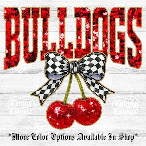 Bulldogs Png, Cherry Sequin Png, Coquette Bulldogs Sublimation, Bulldogs Shirt Png, Preppy Bulldogs Mascot Png, Red Bulldogs Png #314
