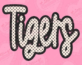 Polka Dot Tigers Png, Sublimation Design, Game Day Png, Tigers Mascot Png, Printable Design, Digital Download, DTF, DTG