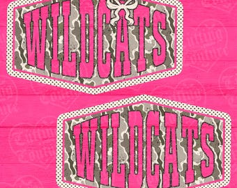 Coquette Camo Wildcats Png, Wildcats Sublimation Design, Wildcats Mascot Png, Wildcats DTG, Wildcats DTF, Printable Design, Digital Download