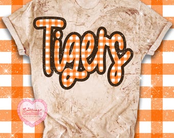 Fall Gingham Tigers Png, Fall Png, Thanksgiving Png, Fall Tigers Png, Tigers Mascot Png, Printable Design, Digital Download, DTF, DTG